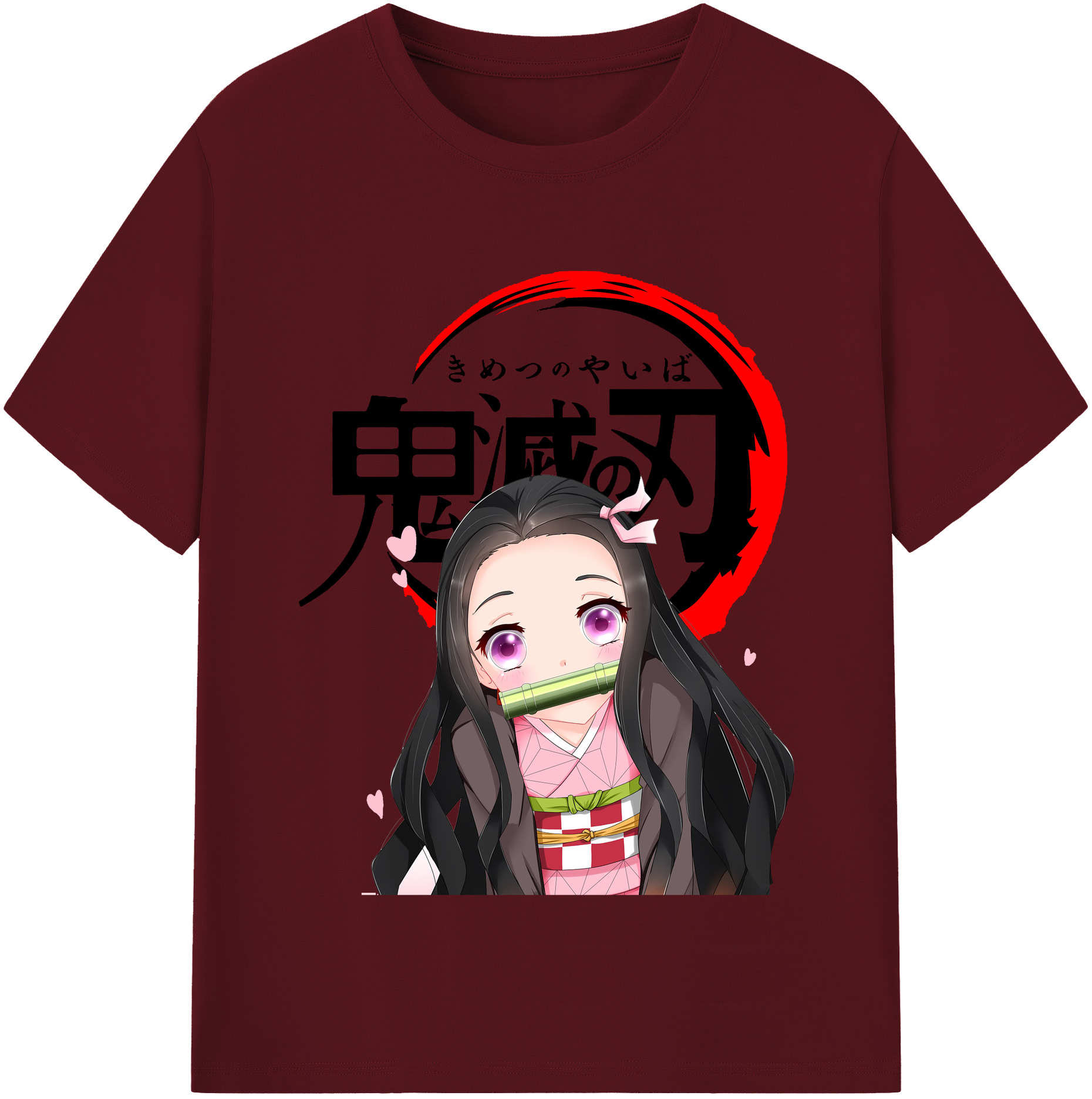 （画像用） 鬼滅の刃（きめつのやいば）竈門 禰󠄀豆子／かまど ねずこ Kamado Nezuko 綿100％半袖Tシャツ（フロントプリント）